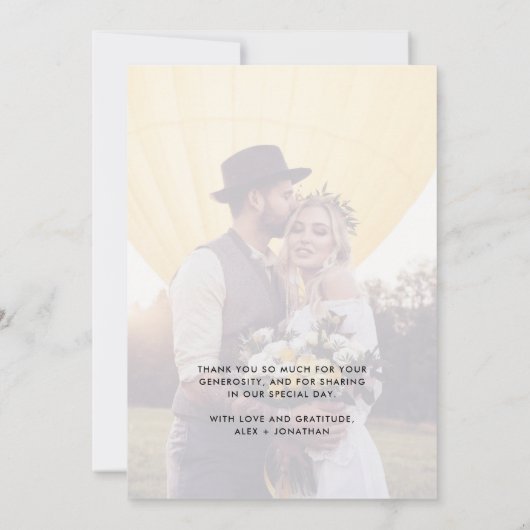 vreugde | Trouwfoto Bedankkaart (Achterkant)