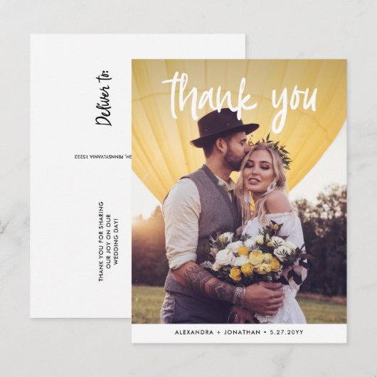 vreugde | Trouwfoto Dank u wel Briefkaart (Voorkant / Achterkant)