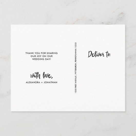 vreugde | Trouwfoto Dank u wel Briefkaart (Achterkant)