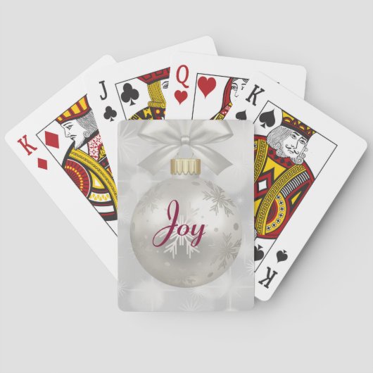 Vreugde Typografie met Elegant Zilveren Kerstbal Pokerkaarten (Achterkant)