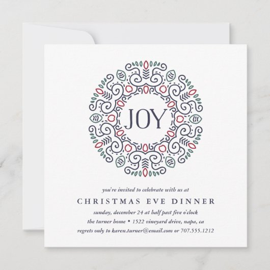 vreugde | Uitnodiging voor het diner op kerstavond (Voorkant)