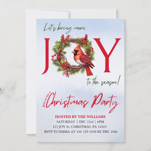 vreugde | Uitnodiging voor kerstfeest (Voorkant)