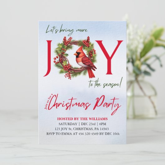 vreugde | Uitnodiging voor kerstfeest (Staand voorkant)