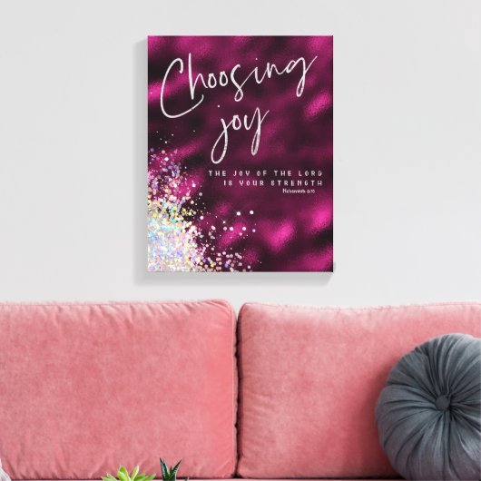 Vreugde van de Heer is uw Kracht KJV Verse Canvas Afdruk (Insitu (Woonkamer))