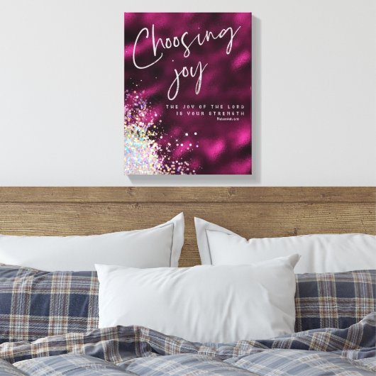 Vreugde van de Heer is uw Kracht KJV Verse Canvas Afdruk (Insitu (Slaapkamer))