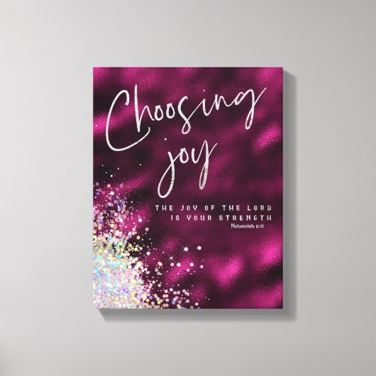 Vreugde van de Heer is uw Kracht KJV Verse Canvas Afdruk (Voorkant)