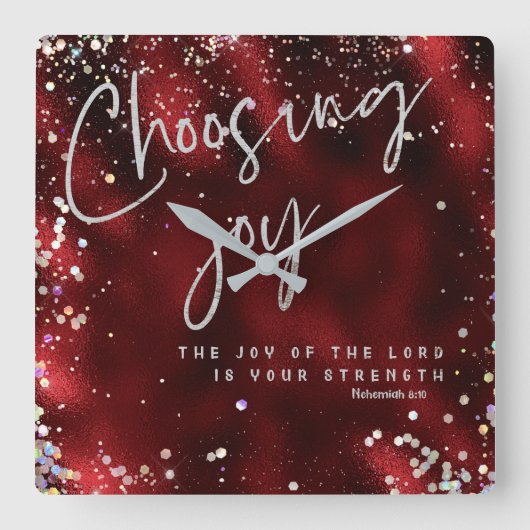 Vreugde van de Heer is uw Kracht KJV Verse Vierkante Klok (Voorkant)
