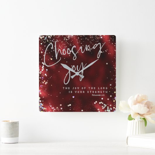 Vreugde van de Heer is uw Kracht KJV Verse Vierkante Klok (Huis)