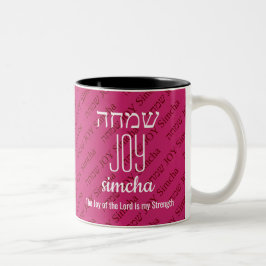 VREUGDE VAN DE HEER Simcha Hebreeuws שמחה Custom P Tweekleurige Koffiemok