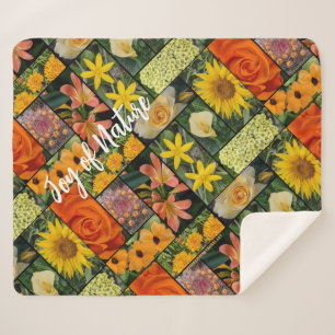 Vreugde van Natuur Sinaasappel Geel Bloemen Sherpa Deken