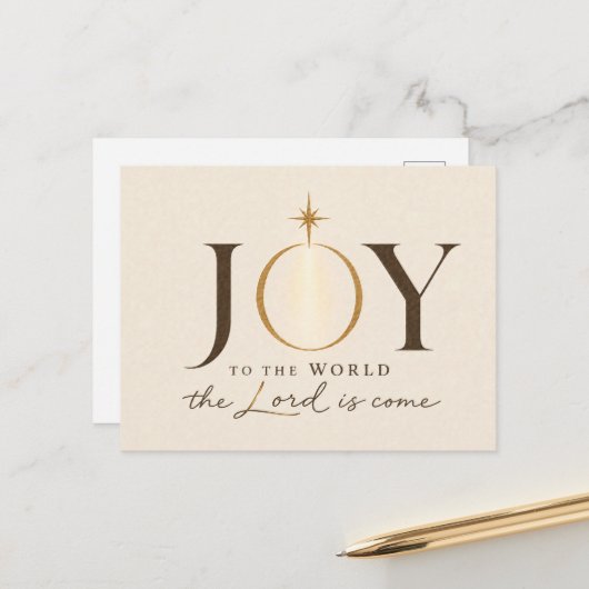 VREUGDE VOOR DE WERELD | Christelijke Kerst Briefkaart (Voorkant / Achterkant in situ)