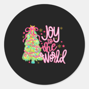 Vreugde Voor De Wereld Jezus Christelijk Xmas Boom Ronde Sticker