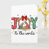 Vreugde Voor De Wereld Jezus Christelijke Kerststa Kaart (Gele Bloem)