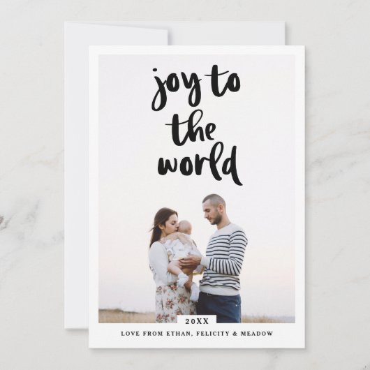 Vreugde Voor De Wereld | Krachtige Moderne Minimal Feestdagenkaart (Voorkant)