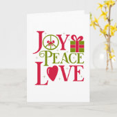 Vreugde Vrede En Liefde Kerstmis Kaart (Gele Bloem)