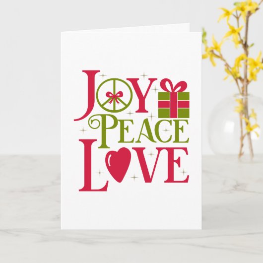 Vreugde Vrede En Liefde Kerstmis Kaart (Gele Bloem)