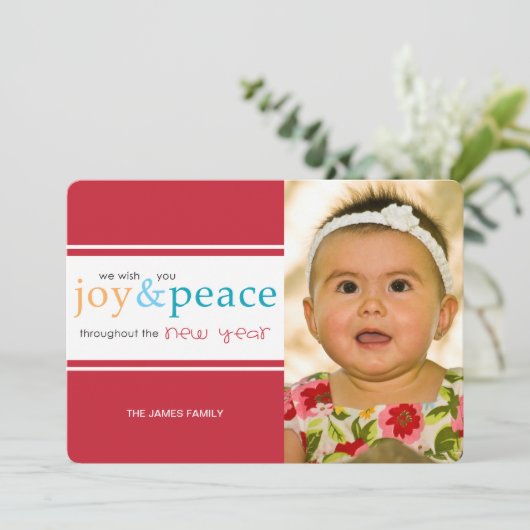 vreugde & vrede feestdagenkaart (Staand voorkant)