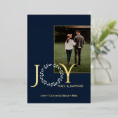 Vreugde Vrede Geluk Vakantie Krans met Foto's Folie Feestdagenkaart (Staand Voorkant)