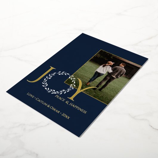 Vreugde Vrede Geluk Vakantie Krans met Foto's Folie Feestdagenkaart (Gedraaid)