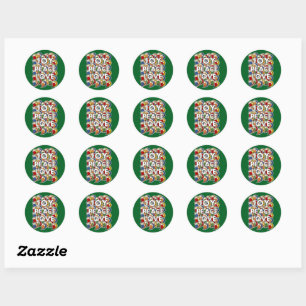 Vreugde Vrede Liefde - Aangepaste Achtergrondkleur Ronde Sticker