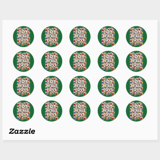 Vreugde Vrede Liefde - Aangepaste Achtergrondkleur Ronde Sticker (Vel)