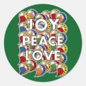 Vreugde Vrede Liefde - Aangepaste Achtergrondkleur Ronde Sticker (Voorkant)