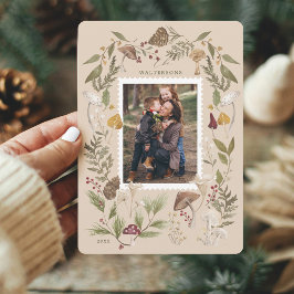 Vreugde Vrede Liefde Aquarel Bosachtige Paddenstoe Feestdagenkaart