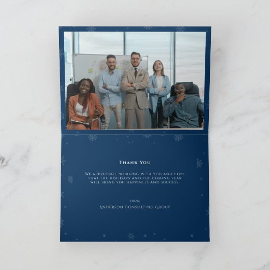 Vreugde Vrede Liefde Blauw Team Foto Zakelijke Ker Kaart (Binnen)