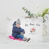 Vreugde Vrede Liefde Foto Kerstkaart (Staand voorkant)