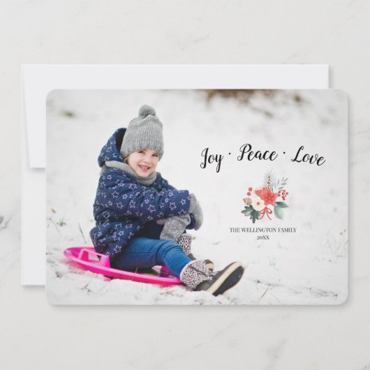 Vreugde Vrede Liefde Foto Kerstkaart (Voorkant)