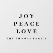 Vreugde Vrede Liefde Minimale Kerstmis Familienaam Raamsticker (Vel)