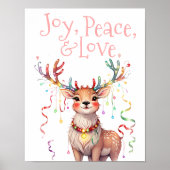 Vreugde Vrede Liefde Rendier Vakantie Feestelijke  Poster (Voorkant)