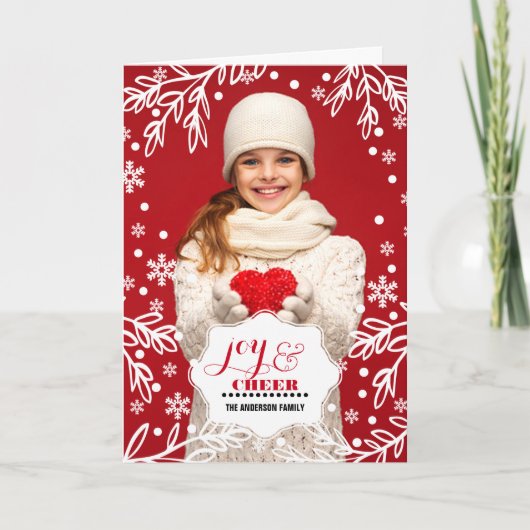 Vreugde & vreugde. Aangepaste kerstfoto Feestdagen Kaart (Voorkant)