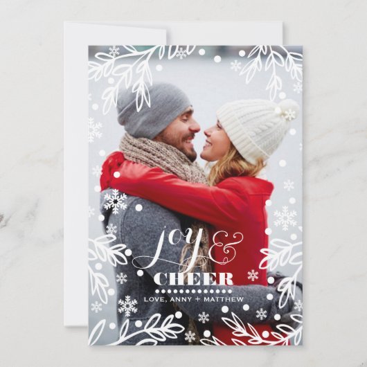 Vreugde & vreugde. Custom Holiday Flat Photo Card Feestdagenkaart (Voorkant)