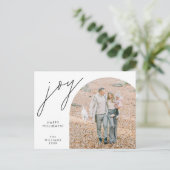 Vreugde, Vrolijk Kerstmis Familie Foto Layover Briefkaart (Staand voorkant)