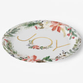 Vreugde Waterverf Bloemen krans met Goud | Kerstmi Papieren Bordje (Gekanteld)