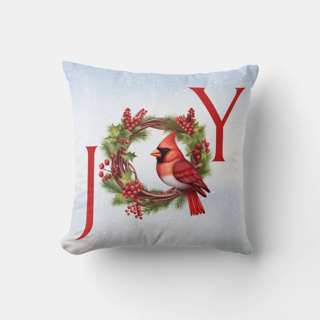 vreugde | Waterverf krans met rode kardinaal Kussen (Voorkant)