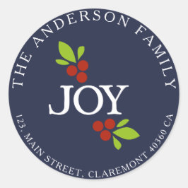 Vreugdeadres blauw label