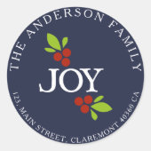 Vreugdeadres blauw label (Voorkant)