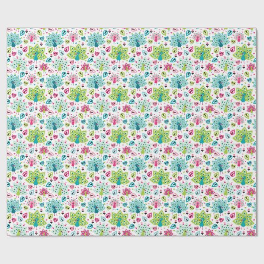 vreugdevogel en uil cadeaupapier (Vlak)