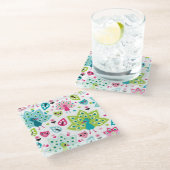 vreugdevogel en uil glazen onderzetter (Schuin)