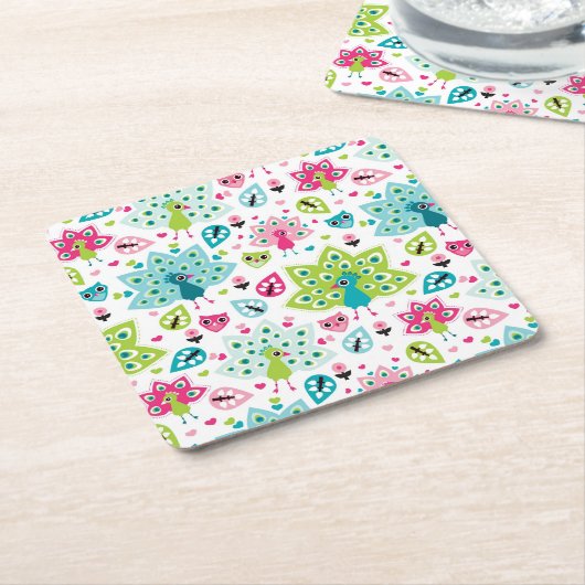 vreugdevogel en uil kartonnen onderzetters (Schuin)