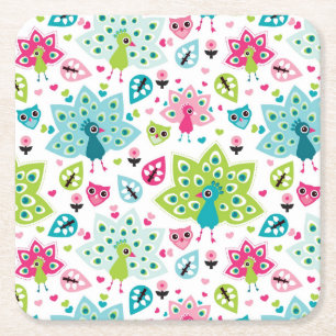 vreugdevogel en uil kartonnen onderzetters