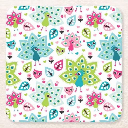 vreugdevogel en uil kartonnen onderzetters (Voorkant)