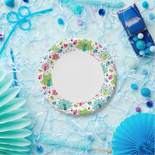 vreugdevogel en uil papieren bordje (Feest)