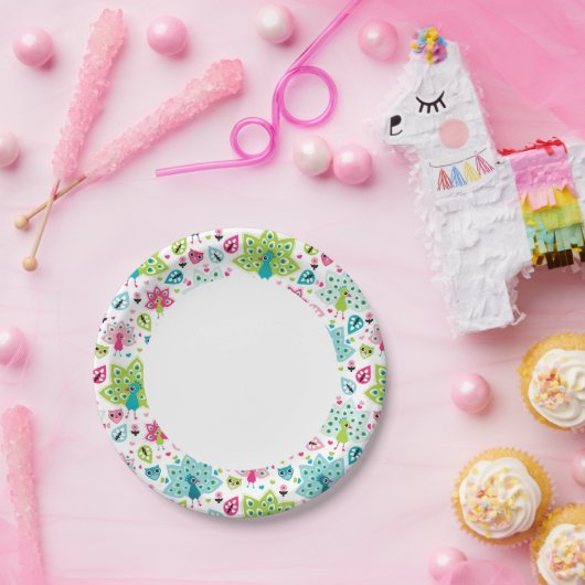 vreugdevogel en uil papieren bordje (Feest)