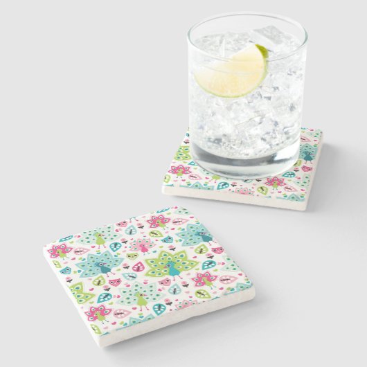 vreugdevogel en uil stenen onderzetter (Zijkant)