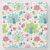 vreugdevogel en uil stenen onderzetter (Voorkant)