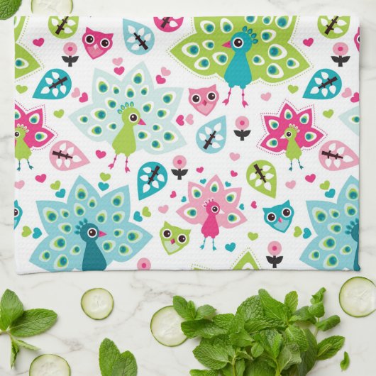 vreugdevogel en uil theedoek (Gevouwen)