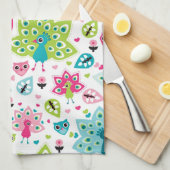 vreugdevogel en uil theedoek (Quarter Fold)